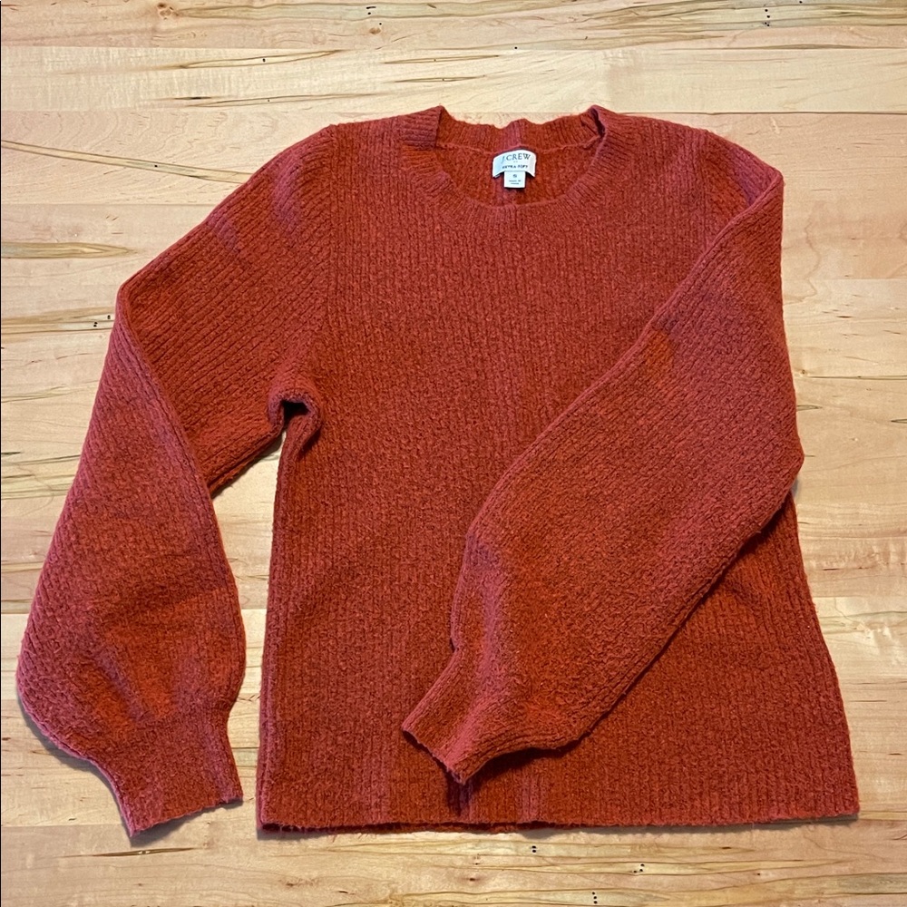 J. Crew Textured Red Crew Neck Sweater